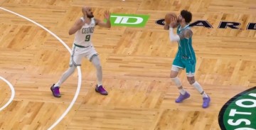 皇冠-险些回场！拉梅洛·鲍尔弧顶后撤步 超远三分洞穿篮心